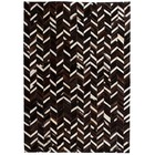 Tapis cuir véritable patchwork 160 x 230 cm chevron noir/blanc