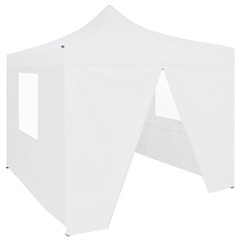 Tente de réception pliable avec 4 parois 3x3 m acier blanc