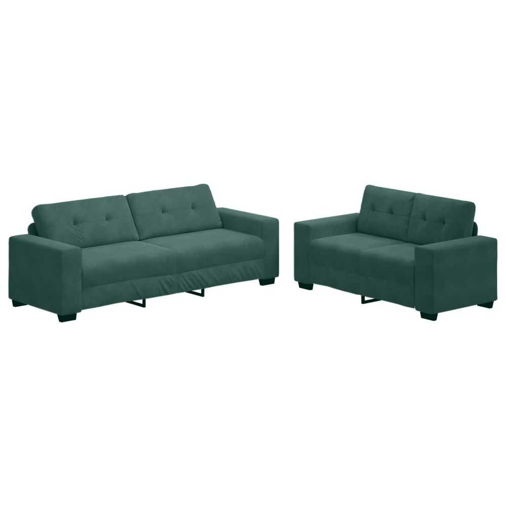 Canapé 2 pc vert foncé velours
