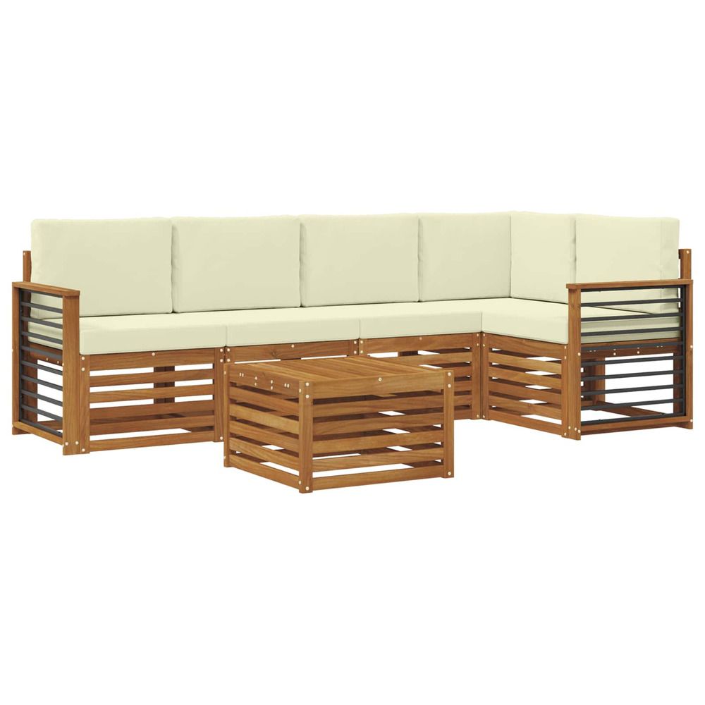 Ensemble de canapés d'extérieur 6 pc naturel et crème polyester