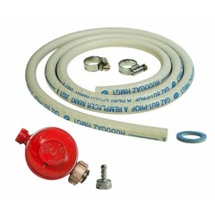 Kit connexion gaz complet pour appareils à gaz détendeur + tuyau 1.50m + tétine