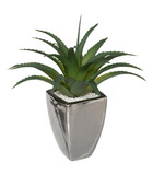 Plante artificielle agave dans un pot gris brillant h 33 cm