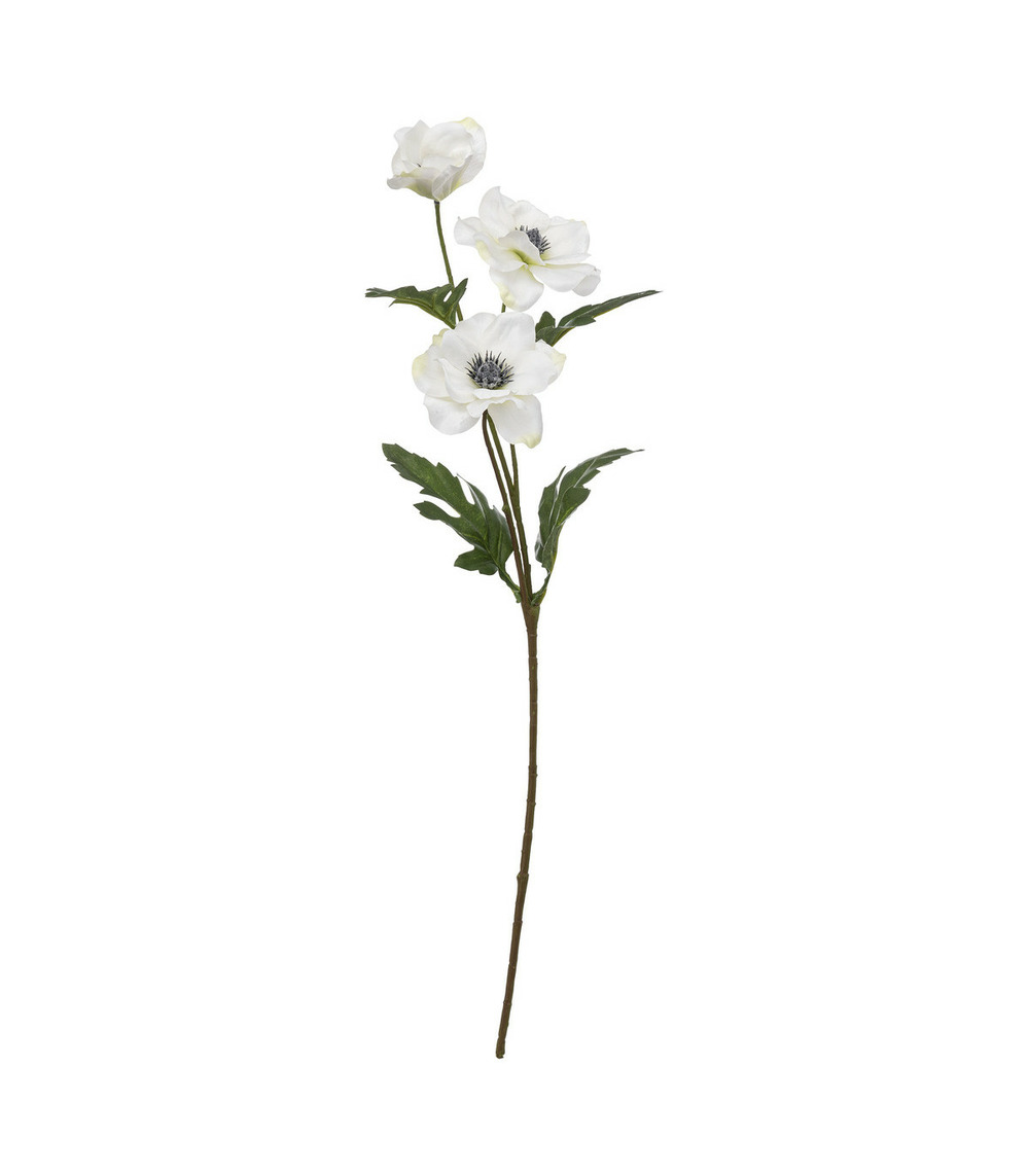 Fleur artificielle tige anémone 3 têtes blanches h 69 cm