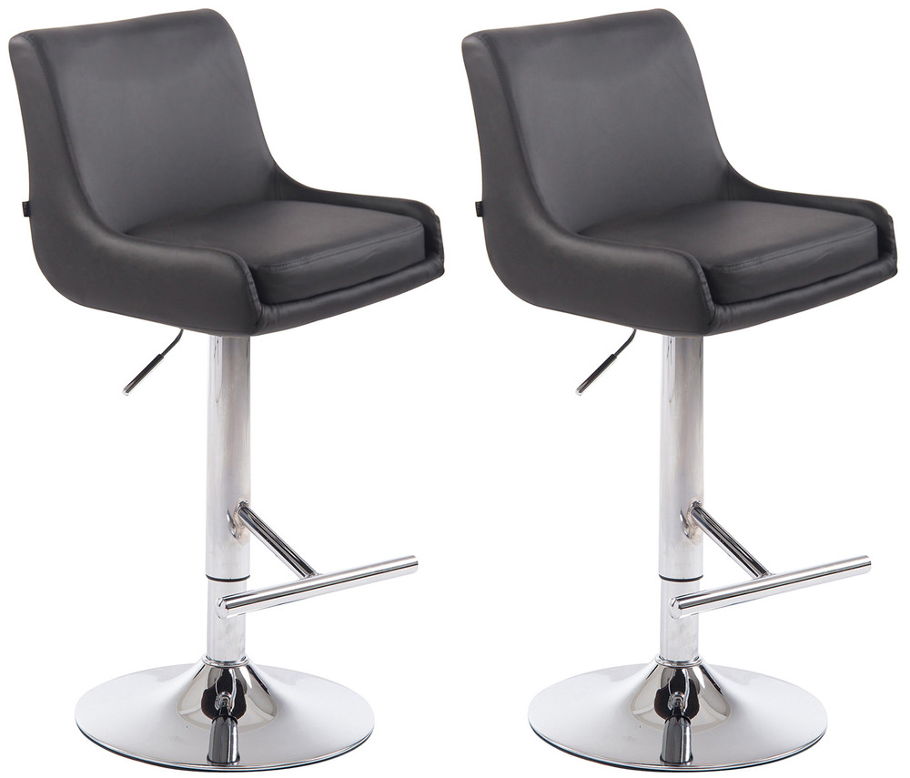 Lot de 2 tabourets de bar club simili cuir chromé