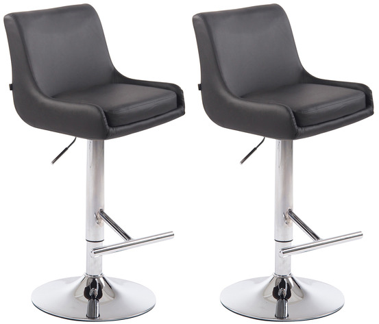 Lot de 2 tabourets de bar club simili cuir chromé