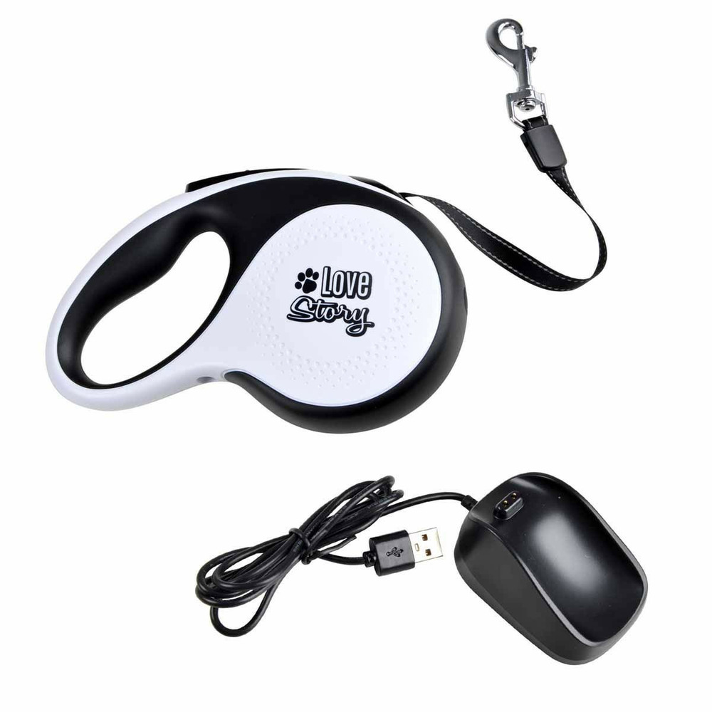 Laisse rétractable chien lumière led 19cm noir