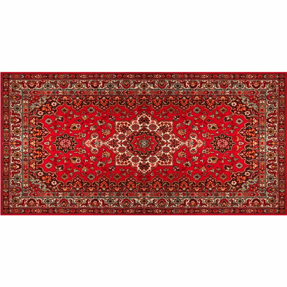 Tapis en vinyle vintage persan rouge 140 x 70 cm