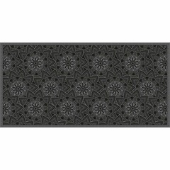 Tapis en vinyle fleurs mandala noir 140 x 70 cm