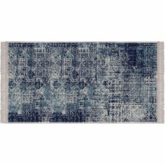 Tapis en vinyle effet tissage bleu nuit 140 x 70 cm
