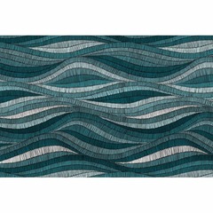 Tapis intérieur extérieur en vinyle vagues turquoises 90 x 60 cm