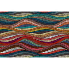Tapis intérieur extérieur en vinyle vagues multicolores 90 x 60 cm
