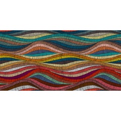 Tapis intérieur extérieur en vinyle vagues multicolores 140 x 70 cm