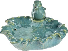 Fontaine verte en céramique oiseau