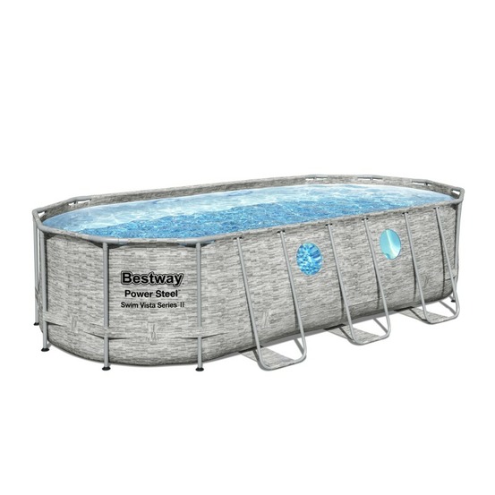 Piscine tubulaire ovale 549 x 274 x 122 cm hublots echelle bâche