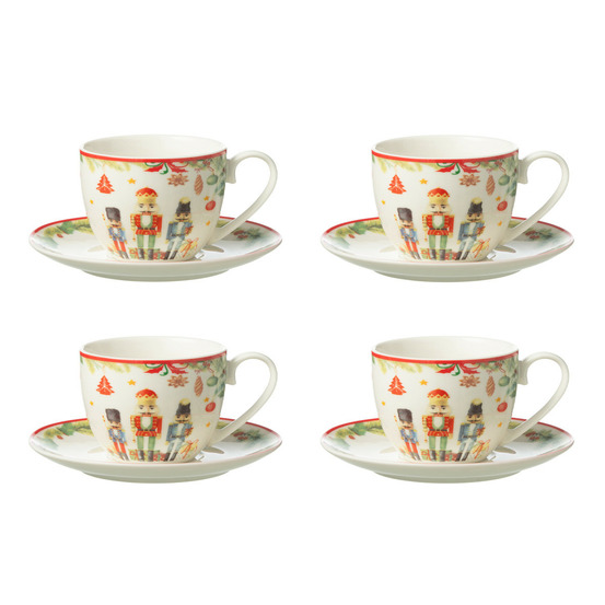 Lot de 4 tasses à thé & sous-tasses