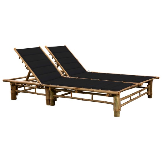Chaise longue pour 2 personnes avec coussins bambou