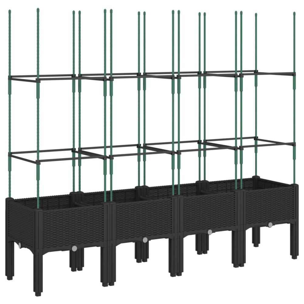 Jardinière d'extérieur avec treillis noir 160x40x142,5 cm pp