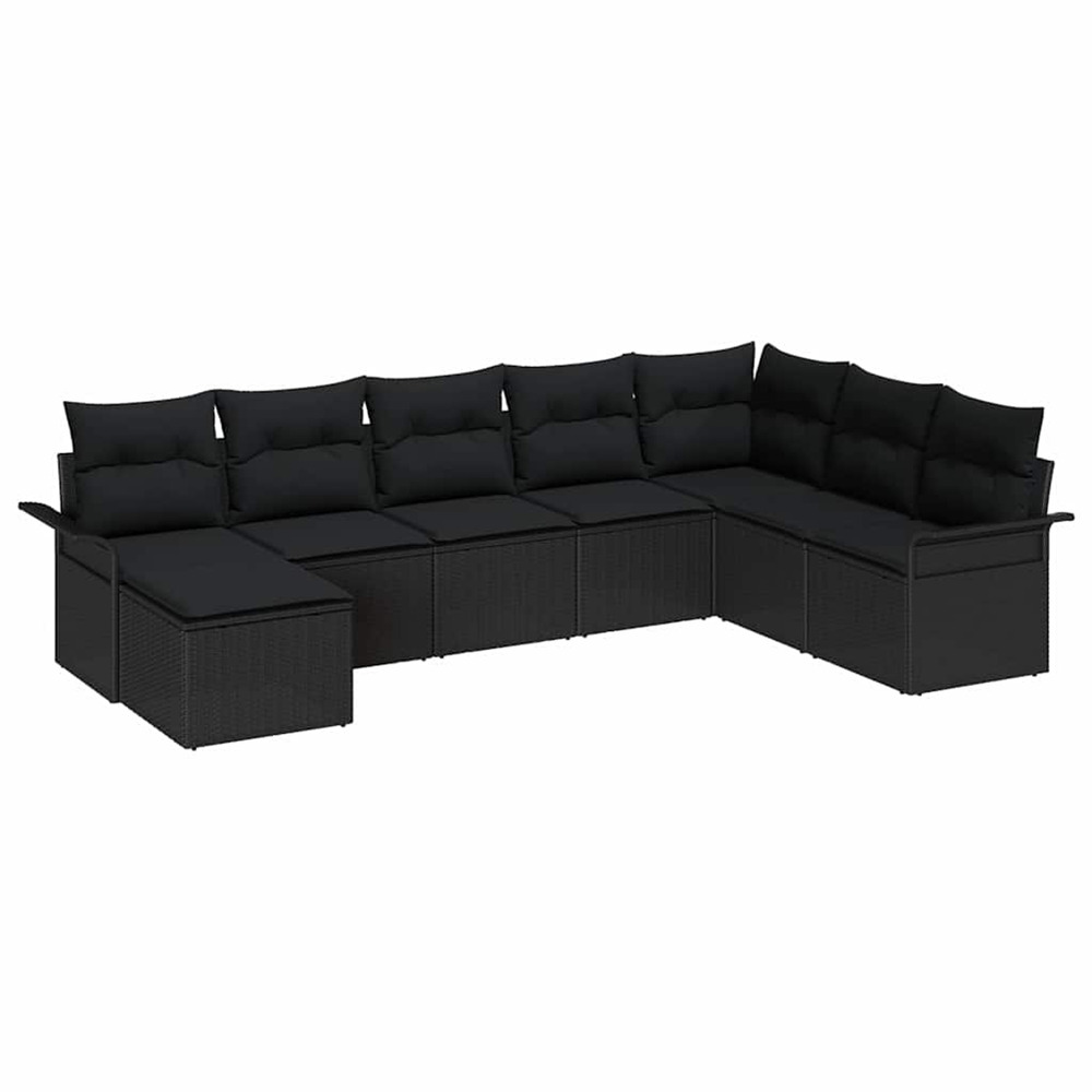 Ensemble de canapé de jardin avec coussin 8 pcs noir poly rotin