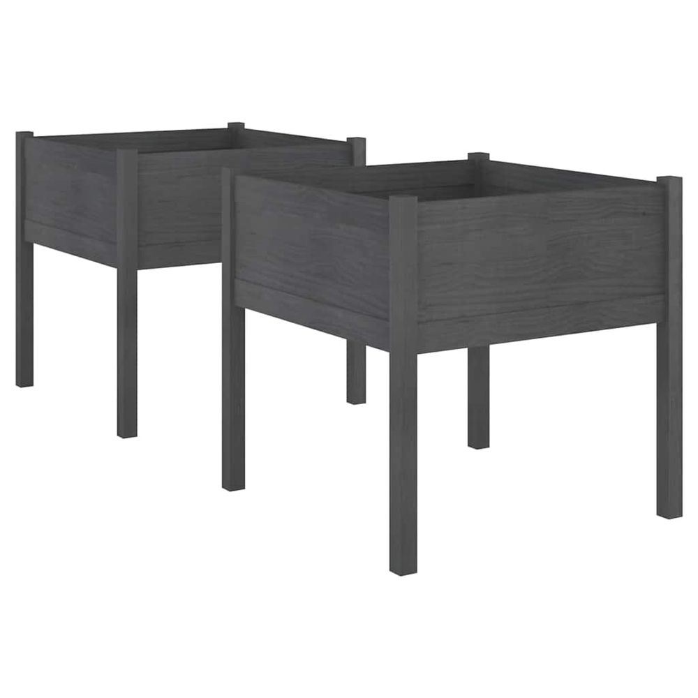 Jardinières 2 pcs gris 70x70x70 cm bois de pin massif
