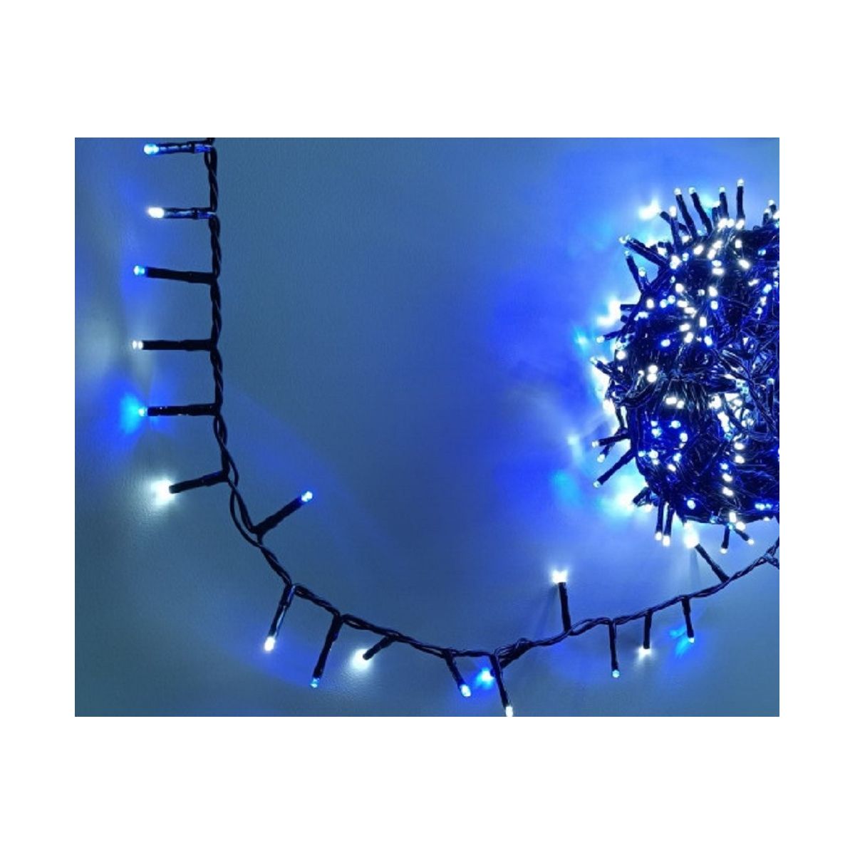 Guirlande lumineuse extérieur 18 m 750 led blanc & bleu et 8 jeux de lumière