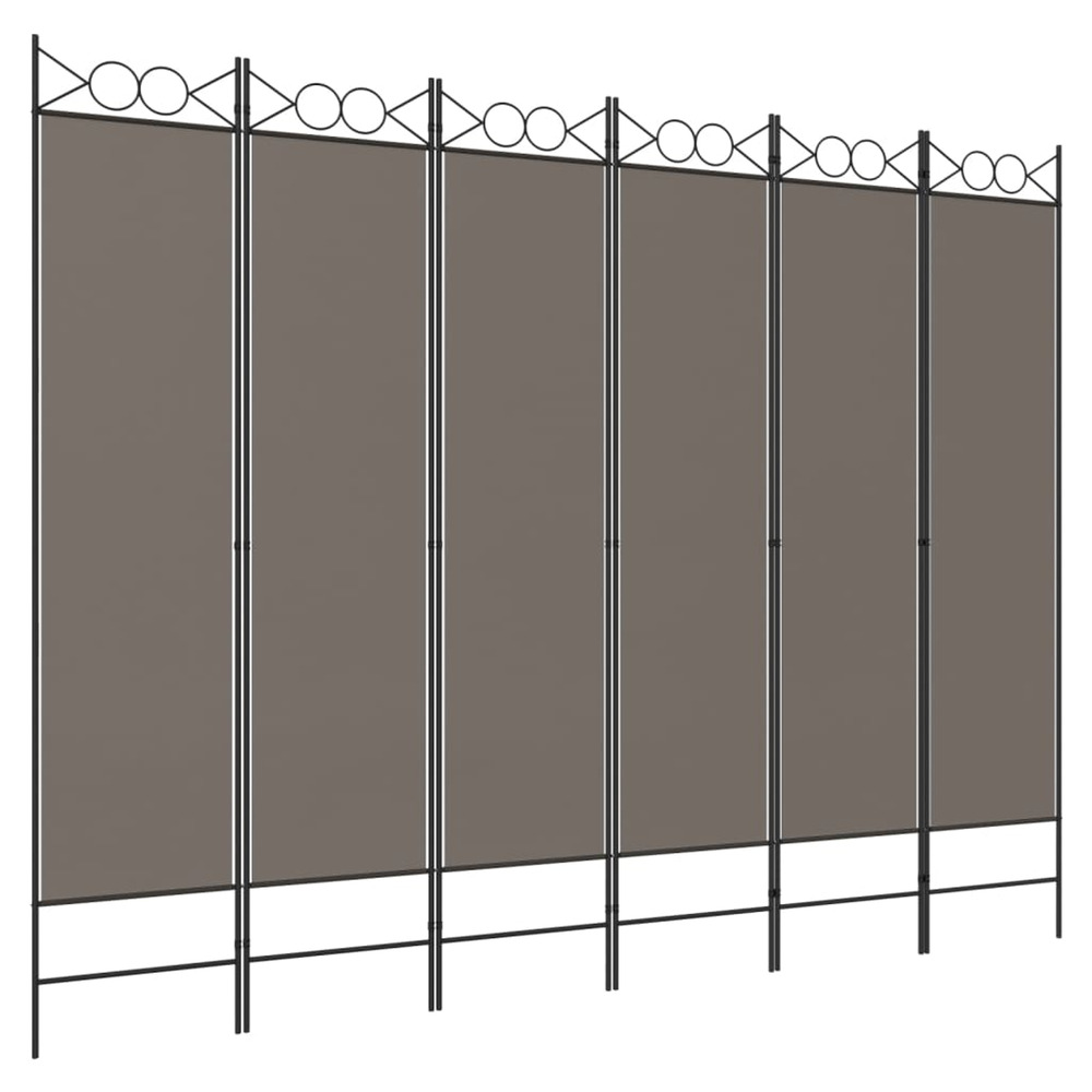 Cloison de séparation 6 panneaux anthracite 240x220 cm tissu