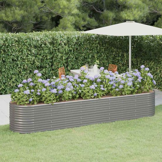 Potager surélevée acier galvanisé potager extérieur gris 368x80x68 cm