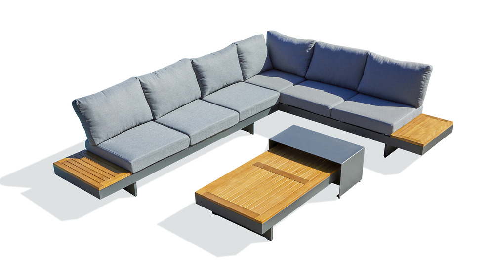 Salon de jardin vanuatu en aluminium et bois d'acacia