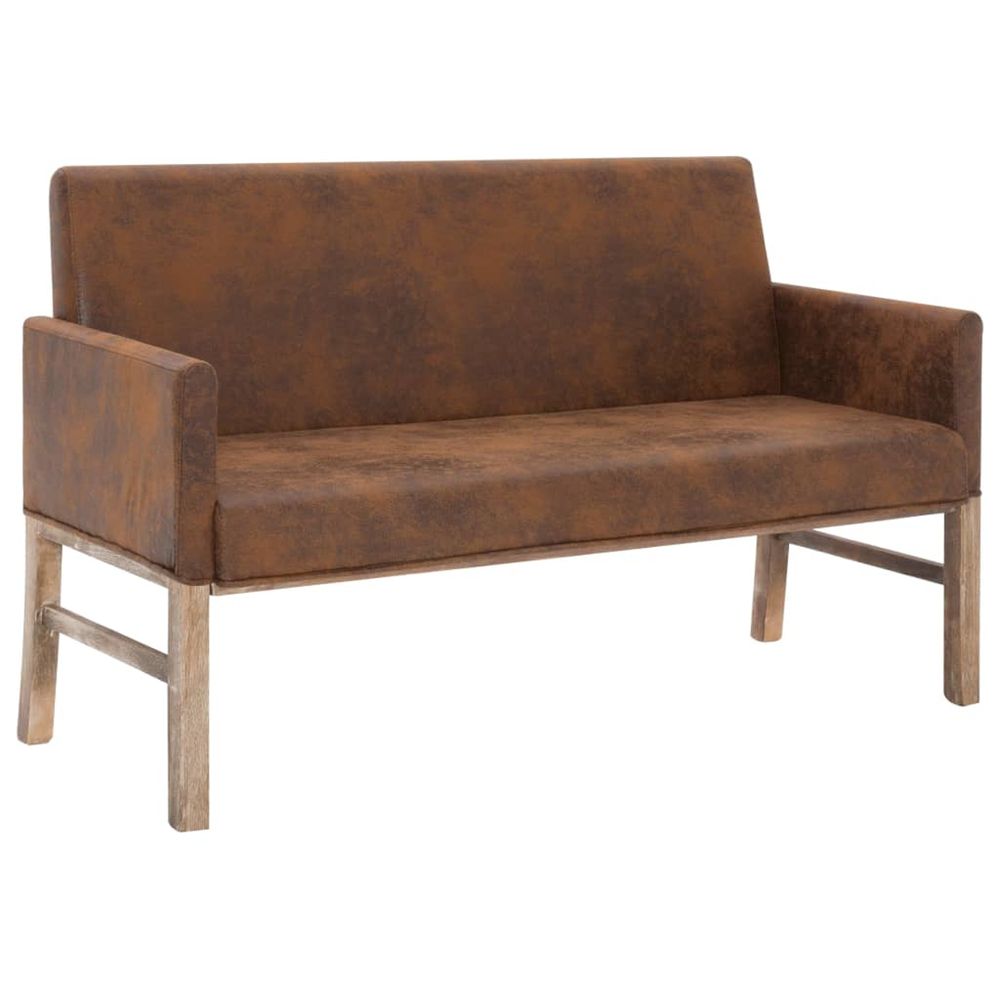 Banc avec accoudoir 140cm Marron daim