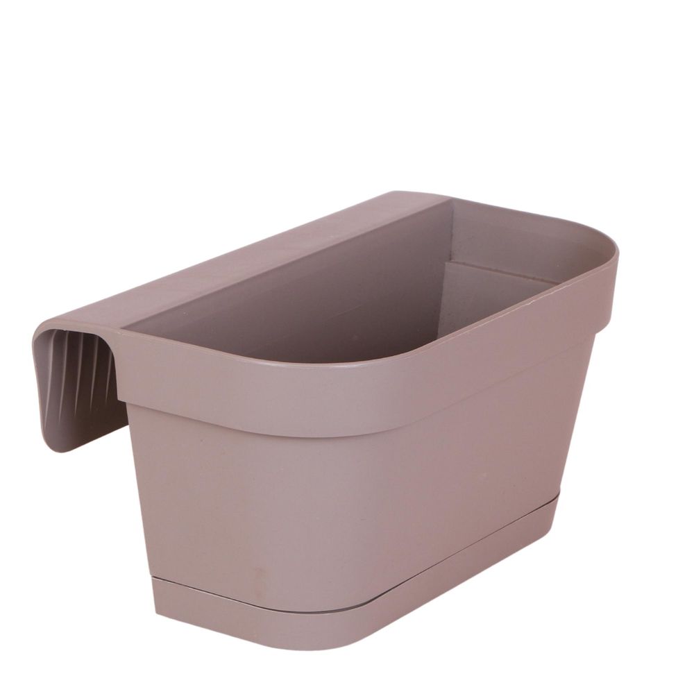 Jardinière de balcon en plastique taupe avec système de suspension - 36cm de large
