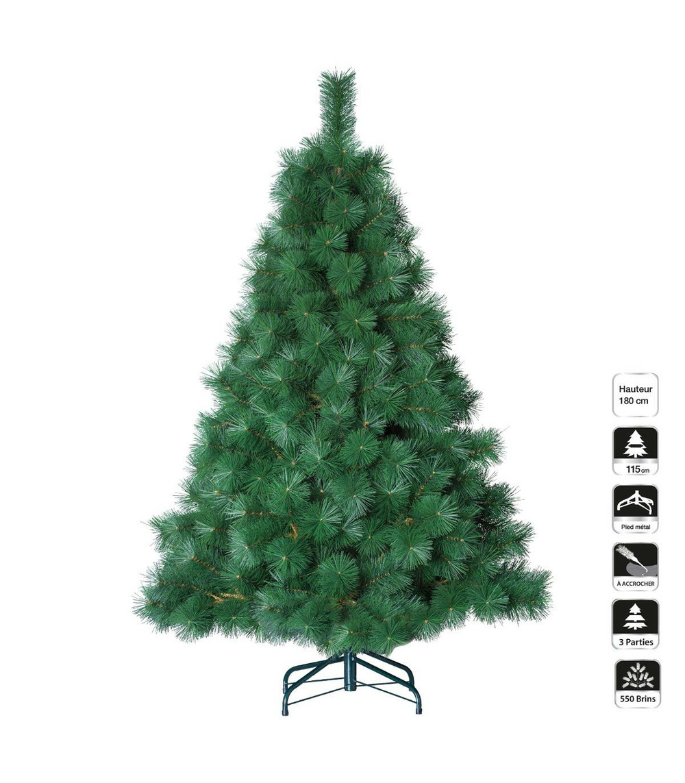 Sapin de noël artificiel qualité luxe vert h 180 cm Truffaut