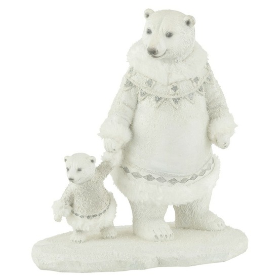 Ours de noël en résine blanc 14x24x26 cm
