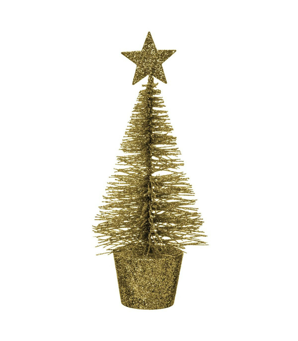 Déco de noël sapin de table or à paillettes h 14 cm