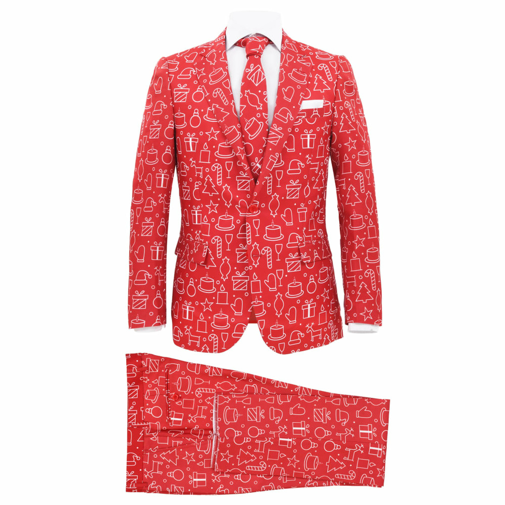 Costume à 2 pcs noël et cravate homme taille 56 cadeaux rouge
