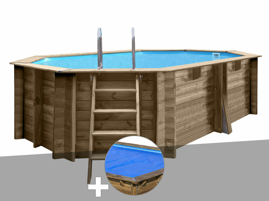 Kit piscine bois nade 2 4,36 x 3,36 x 1,17 m + bâche à bulles