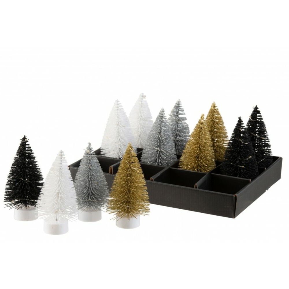 12 sapins de noël décoratif multicouleur h14 cm h14