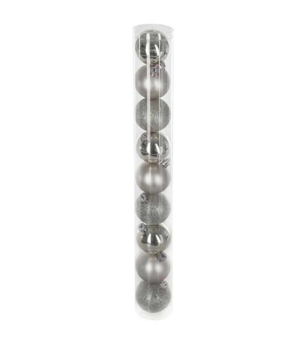 Déco de sapin lot de 9 boules de noël d 6 cm - argent