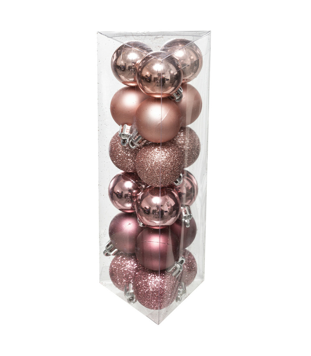 Déco de sapin lot de 18 boules de noël d 3 cm - rose