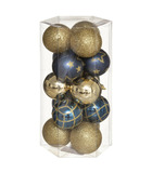 Déco de sapin lot de 15 boules de noël d 5 cm - or et bleu