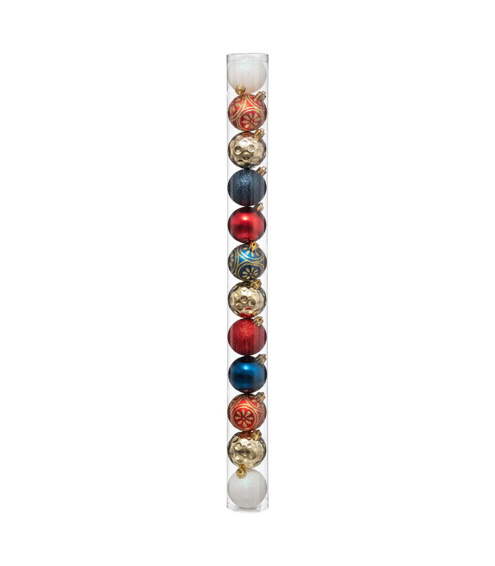 Déco de sapin lot de 12 boules de noël d 6 cm - multicolore