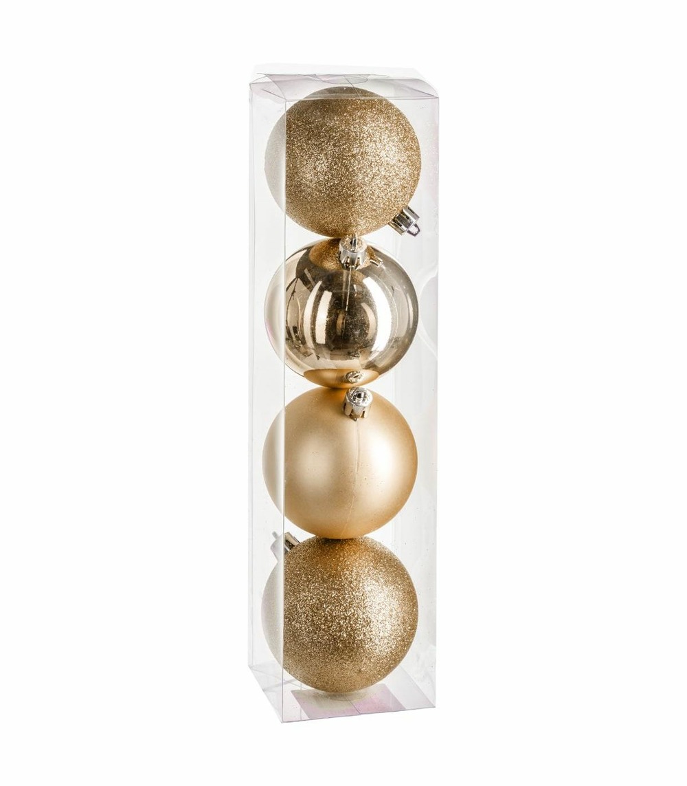 Déco de sapin lot de 4 boules de noël d 8 cm - or
