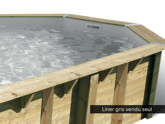 Liner seul gris pour piscine bois océa 8,60 x 4,70 x 1,30 m