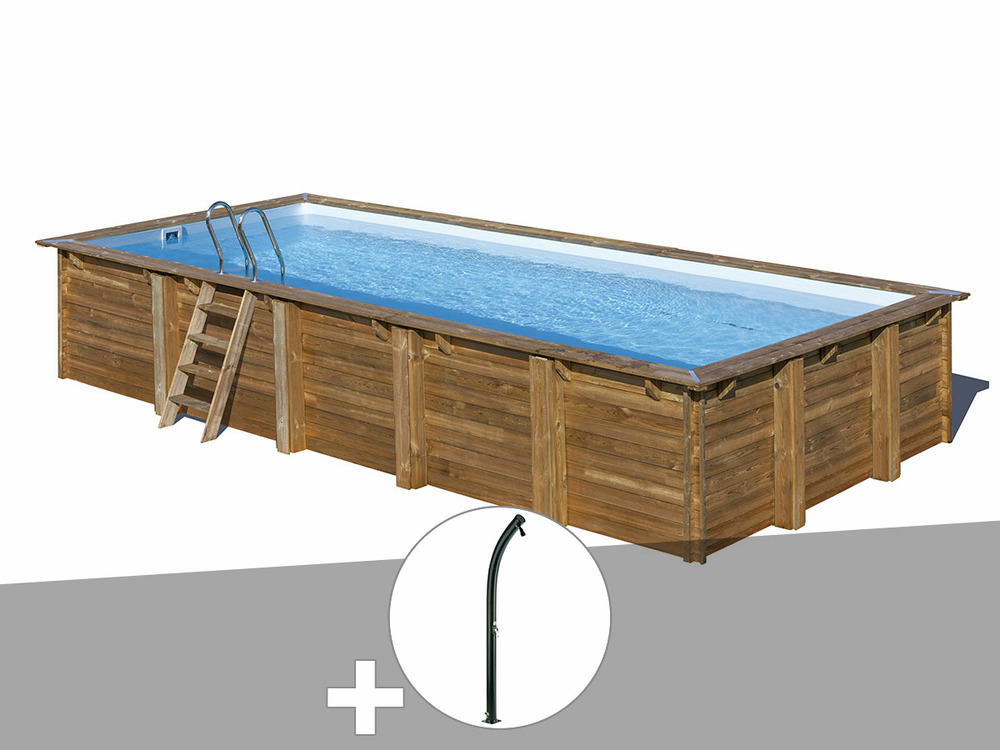 Kit piscine bois braga 8,15 x 4,20 x 1,46 m + douche