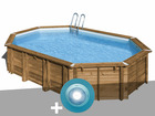 Kit piscine bois  avocado 6,56 x 4,56 x 1,27 m + spot