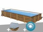 Kit piscine bois  mint 10,10 x 4,18 x 1,46 m + bâche hiver + spot