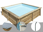 Kit piscine bois  city 2,25 x 2,25 x 0,68 m + bâche hiver + alarme + douche