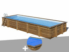 Kit piscine bois  mint 10,10 x 4,18 x 1,46 m + bâche à bulles