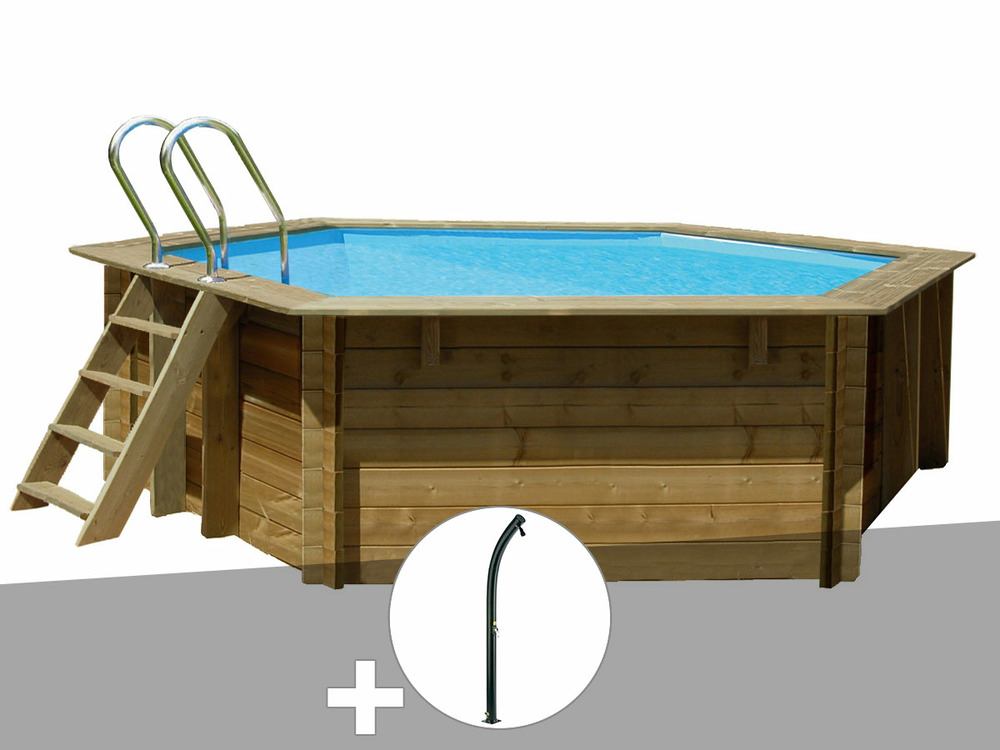Kit piscine bois vanille 2 ø 4,00 x 1,19 m + douche