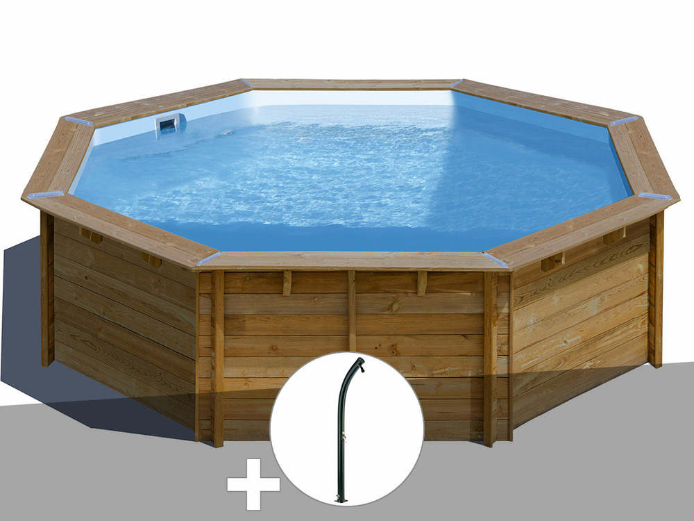 Kit piscine bois violette 2 ø 5,00 x 1,27 m + douche