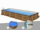 Kit piscine bois  mint 10,10 x 4,18 x 1,46 m + bâche à bulles + alarme