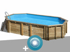 Kit piscine bois  orange 7,55 x 4,56 x 1,46 m + spot